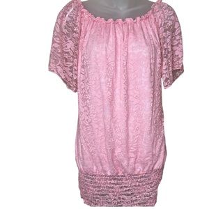 Vintage pink lace short leave top NWT Deadstock